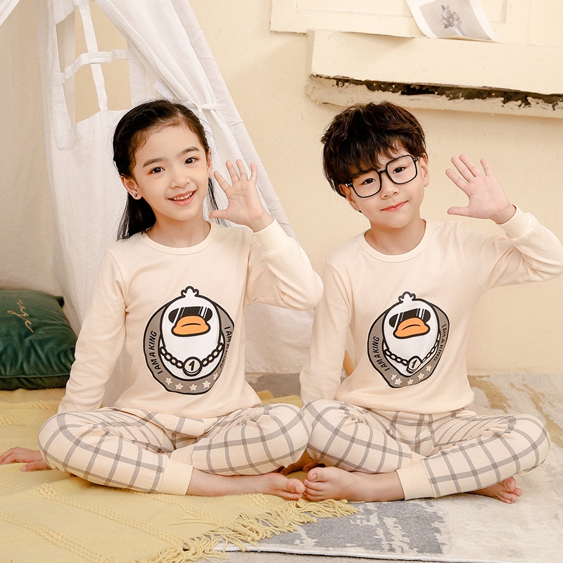 Bộ Đồ Ngủ Bằng Vải Cotton In Hình Khủng Long Thời Trang Dành Cho Bé Trai Gái 2-12 Tuổi