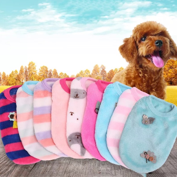 Áo Sweater Không Tay Vải Nhung Mềm Mại Kẻ Sọc Dễ Thương Dành Cho Thú Cưng 27 Thú Cưng