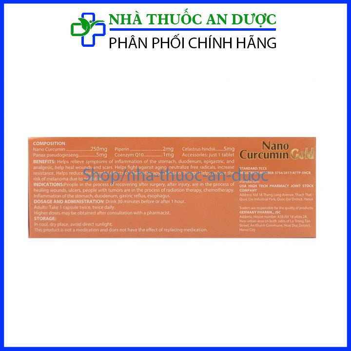 Nano Curcumin Gold - Giúp giảm các triệu chứng viêm loét dạ dày, tá tràng, thượng vị, hang vị