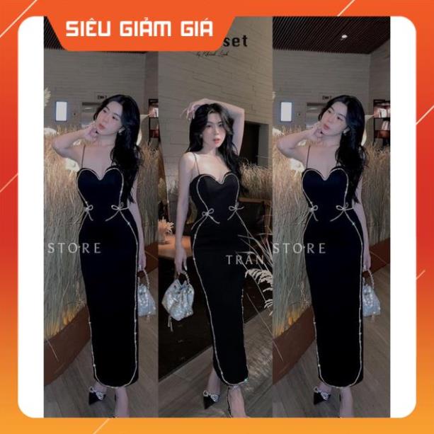 VÁY MAXI BODY 2 DÂY NƠ ĐÁ TRÁI TIM CHUẨN TRÂN ALl kèm ảnh thật
