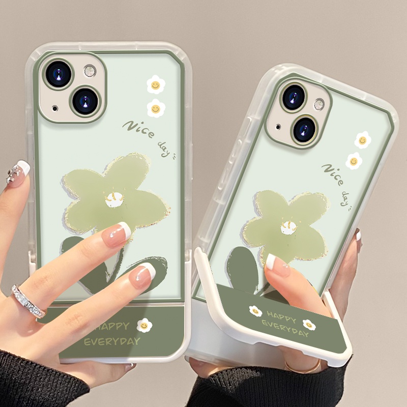 Ốp Điện Thoại TPU Silicone Mềm Trong Suốt Chống Sốc Có Giá Đỡ Hình Hoa Cho IPhone 11 12 Pro Max 13 X XR XS 8 7 6S Plus