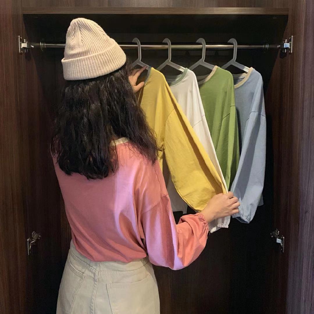 【Ready Stock】 2020 Korean Version Loose In Long Sleeve College Style Bf Tshirts Women Summer Slim Cotton Tshirts New