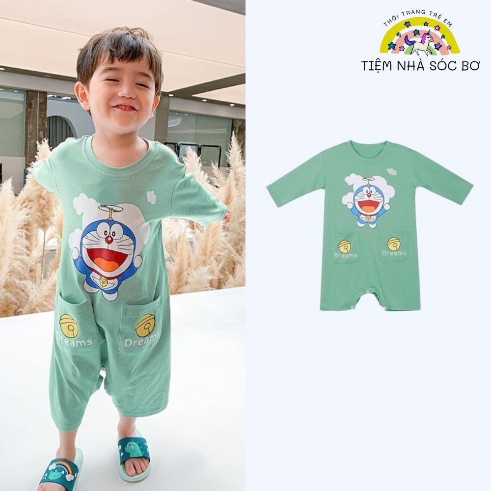 Bộ đồ ngủ dài tay cho bé trai chất cotton co giãn mềm mịn