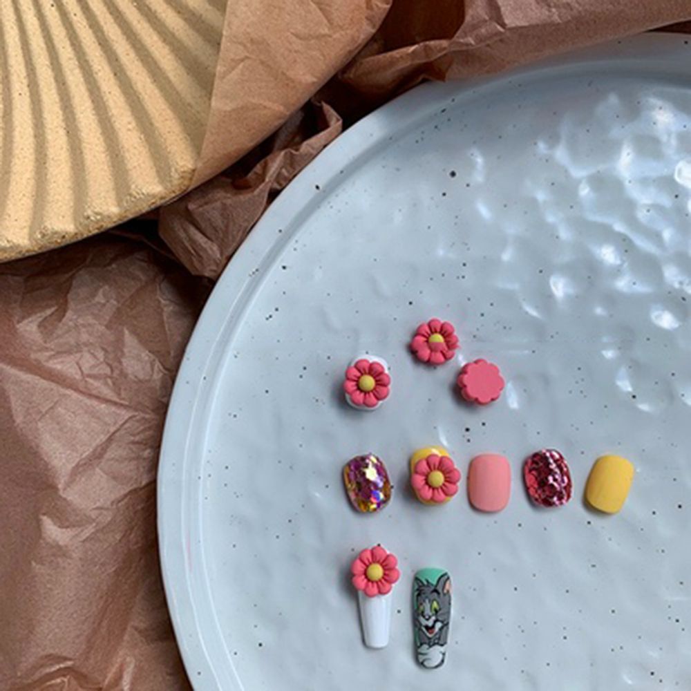 [Hàng mới về] Set 10 phụ kiện trang trí móng tay hình hoạt hình 3D phong cách Nhật Bản đơn giản dễ thương