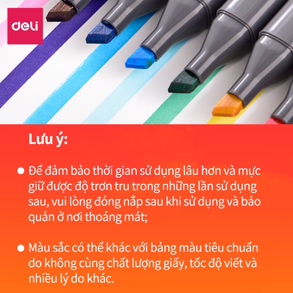 [Mã LIFEDELI20K5 giảm 20K đơn 0Đ] Bút màu marker hai đầu cao cấp Deli - 70701