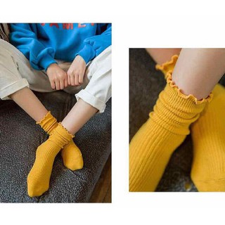 Set 10 Đôi tất Nhún Cổ Bèo 10 màu - Tất Cao cổ nữ Vintage