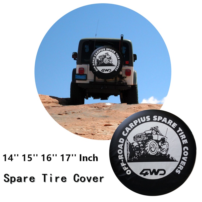 Vỏ lốp dự phòng bằng da PVC màu đen Mon Fit 14-17 inch