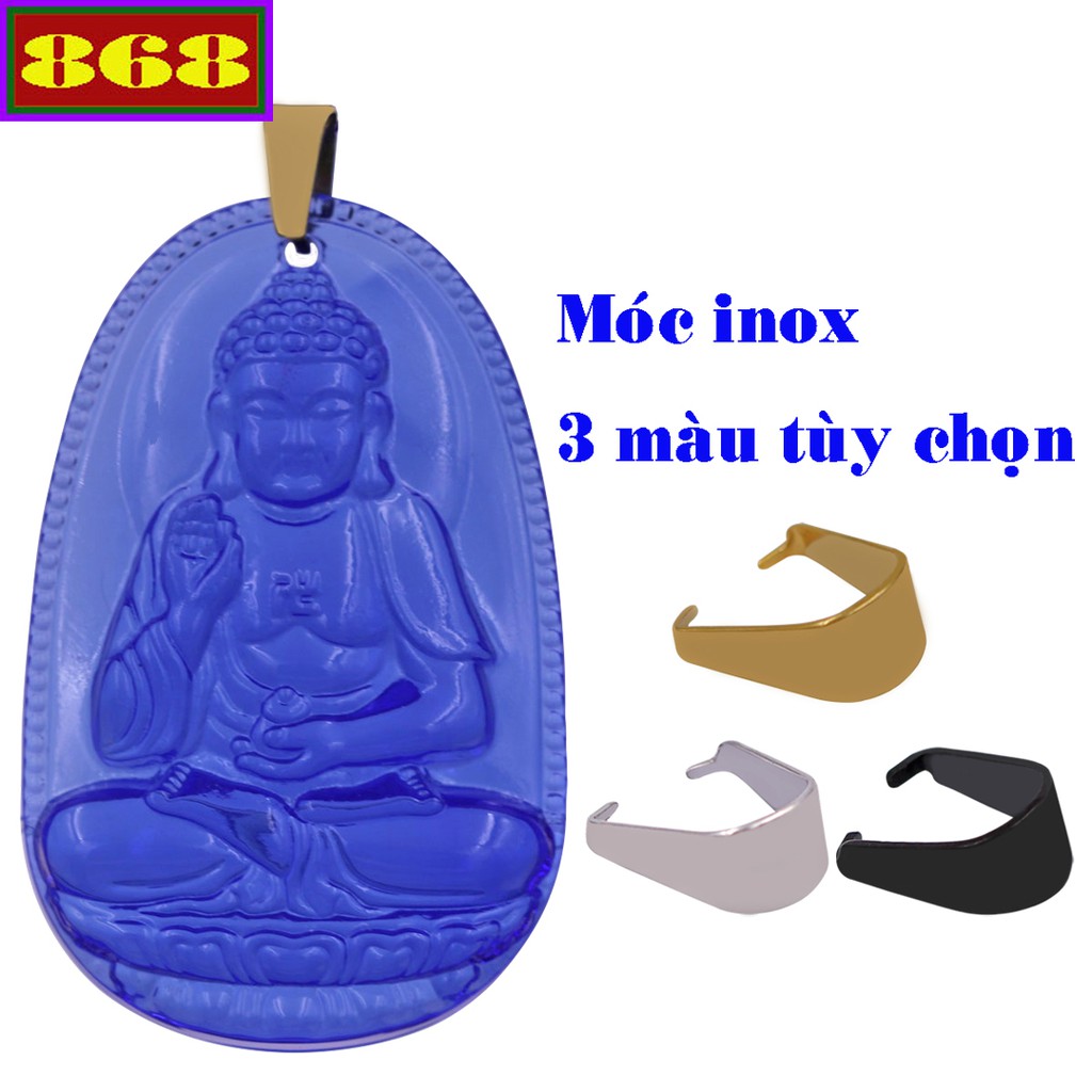 Mặt dây chuyền Phật A di đà pha lê xanh dương MFLXDN1 - Hộ mệnh tuổi Tuất, Hợi - Có size phù hợp cho nam và nữ