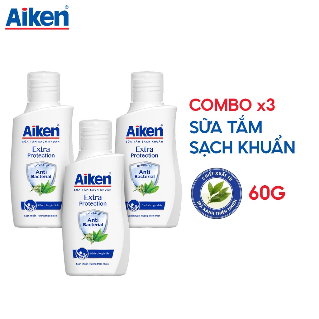 [QUÀ TẶNG KHÔNG BÁN] AIken combo 3 sữa tắm sạch khuẩn mini 60g