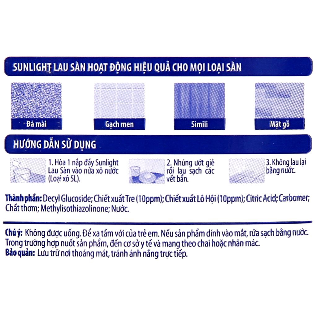 Nước lau sàn Sunlight Thiên Nhiên Chiếc Xuất Tre Và Lô Hội 1kg