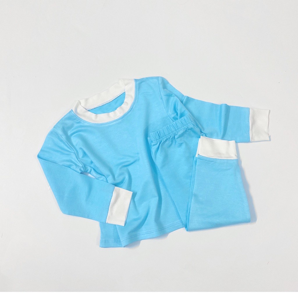 Đồ Bộ Dài Tay Thun Lạnh Nền Màu Trơn Cực Đẹp Cho Bé - Bộ Dài Tay Bé Trai Bé Gái AM803