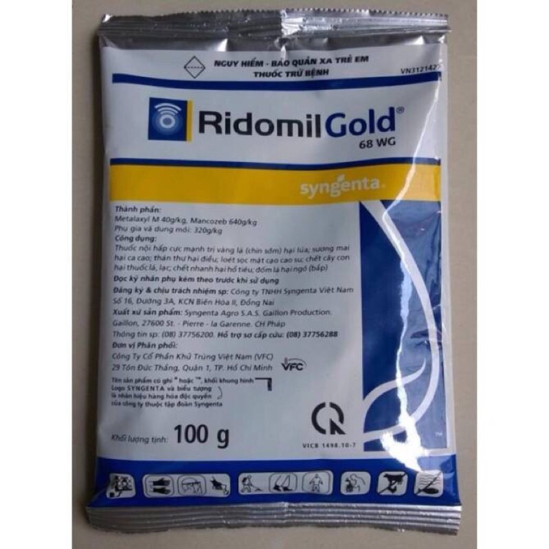 Thuốc trừ bệnh cây trồng RIDOMIL GOLD 68WG -100gr