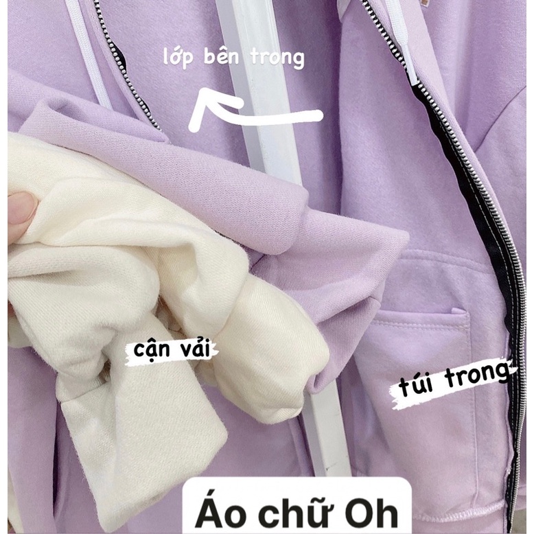 Hoodie zip trơn và thêu nhà Mon.