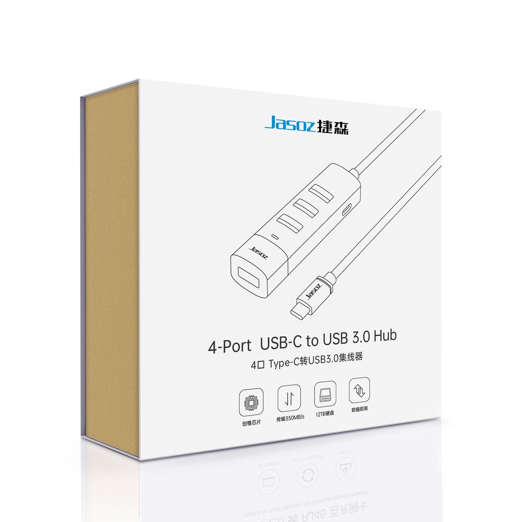 [Mã BMLT35 giảm đến 35K đơn 99K] HUB 4 cổng USB 3.0 đầu kết nối Type-C JASOZ F117 - Hàng chính hãng - Bảo hành 18 tháng