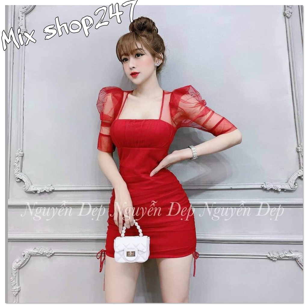 ĐẦM DỰ TIỆC NỮ BODY TÔN DẤNG SANG CHẢNH TAY LƯỚI NGẮN CÓ MÚT NGỰC TRƠN 3 MÀU | BigBuy360 - bigbuy360.vn