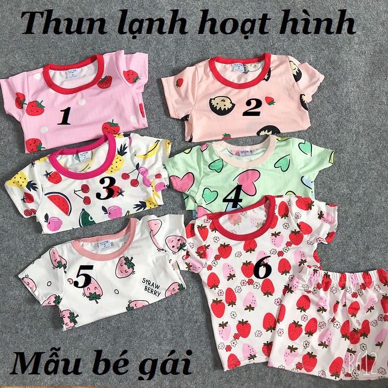 Bộ Minky Mom thun lạnh cổ 3p thỏ dâu có 6 mầu cho bé trai bé gái XHN397