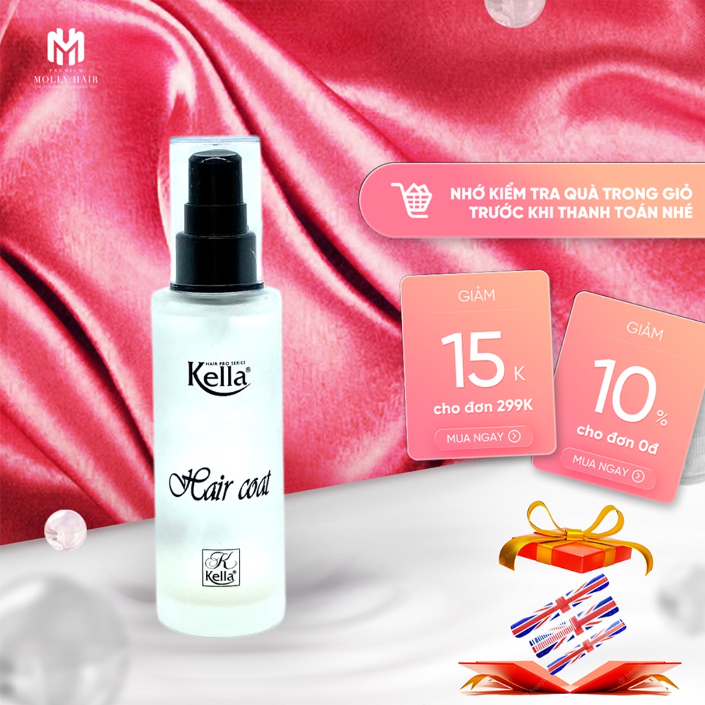 Dầu Bóng Tóc Mollyhair Kella Hair Coat, cup cấp độ sáng bóng và phục hồi tóc bị hư tổn 60ml