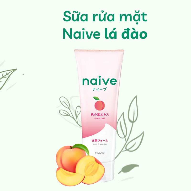 Sữa rửa mặt lá đào / trà xanh / Yuzu Ceramide ( cam quýt ) Naive 130gr - nhập khẩu trực tiếp từ Nhật Bản