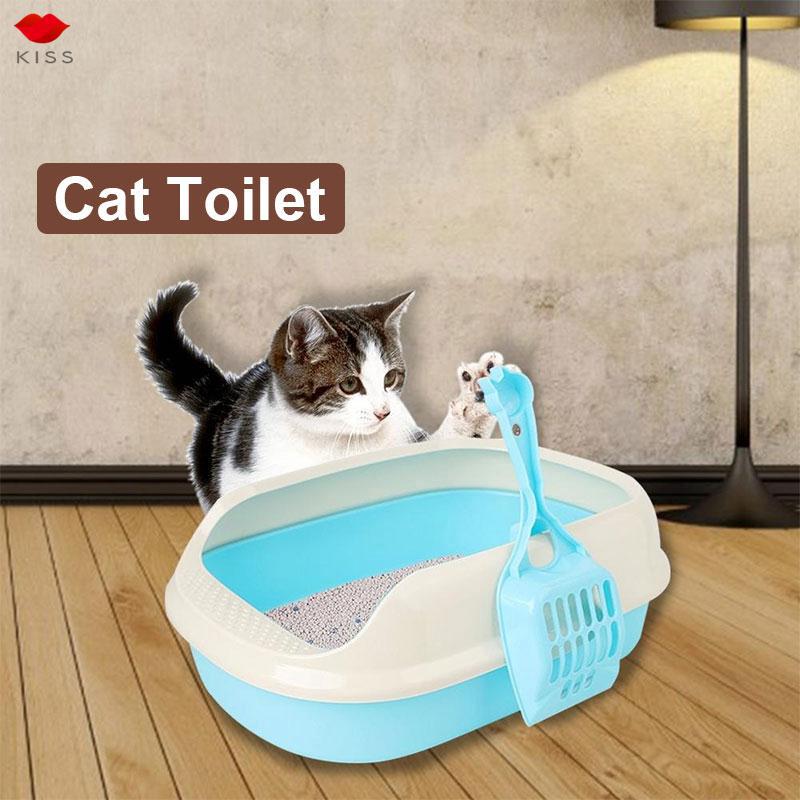 Hộp đựng cát cho mèo đi vệ sinh kích thước 38 * 28 * 14 cm và xẻng nhựa nhỏ tiện dụng