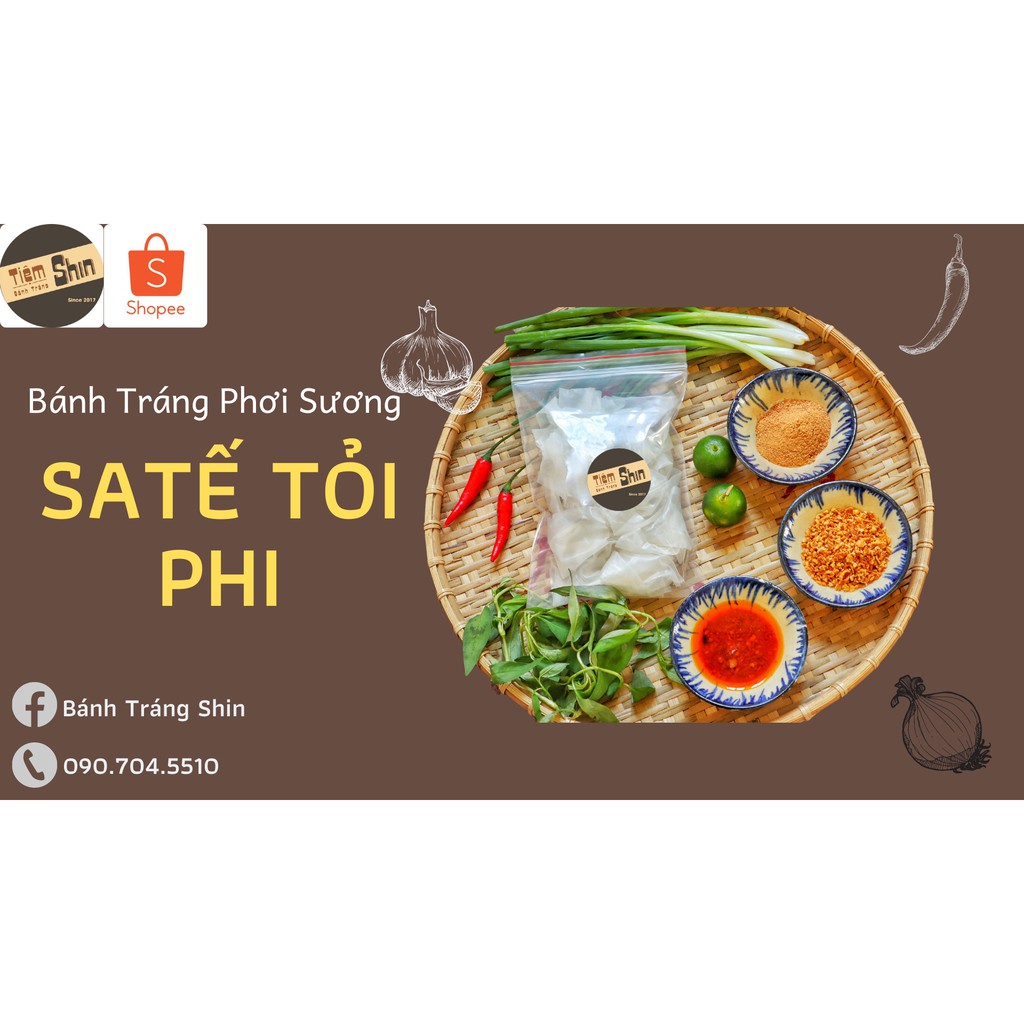 Bánh Tráng Phơi Sương Muối Hành Tỏi Phi Satế Tắc túi Zip M