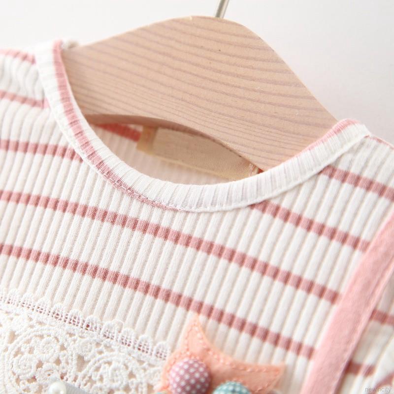 Đầm búp bê tay dài in hình mèo dễ thương cho bé gái