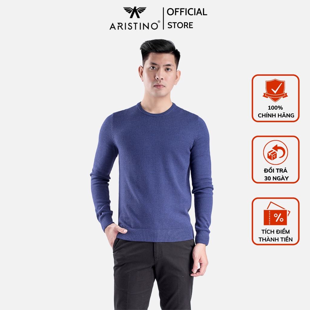 Áo len nam cao cấp ARISTINO AWO003W8 chất liệu cotton mềm mịn, xốp nhẹ, dễ chịu với da