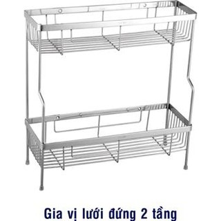 kệ đựng hũ gia gia vị chân đứng 2 tầng để bàn đá inox ( 304).