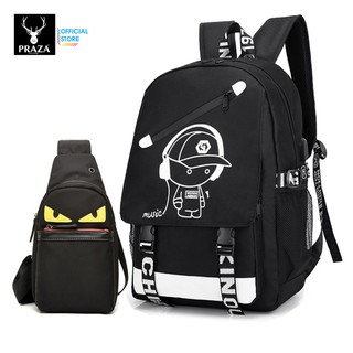 Combo Balo Unisex Hình BoyMusic Và Túi Đeo Chéo Thời Trang Praza - BL176DC106