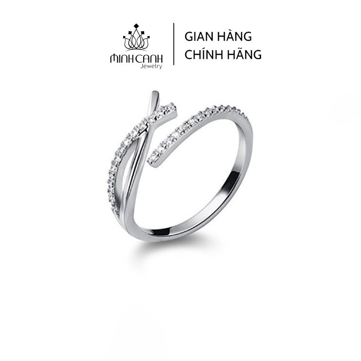 Nhẫn Bạc Nữ Chữ X Đính Đá Freesize - Minh Canh Jewelry