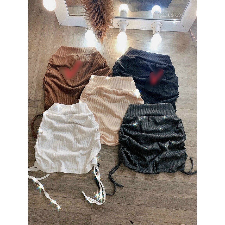 thun gân- chân váy rút 2 bên sườn k lót