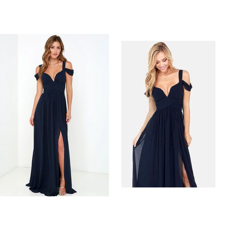 Maxi xẻ tà 2 màu Xanh và Đen size S - L