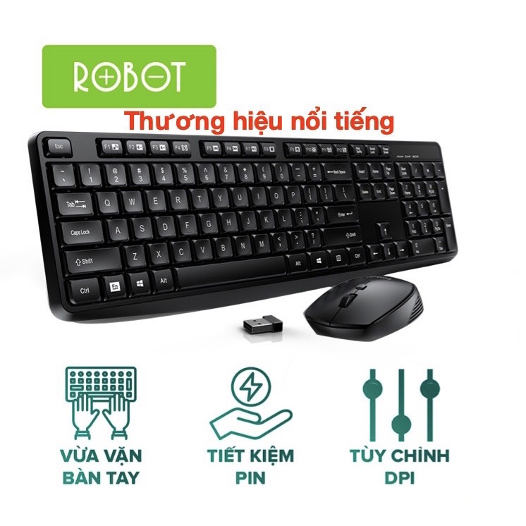 Bộ Bàn Phím Và Chuột Không Dây ROBOT KM3100 Thích Hợp Dùng Cho Laptop, Máy Tính, PC - - Hàng Chính Hãng