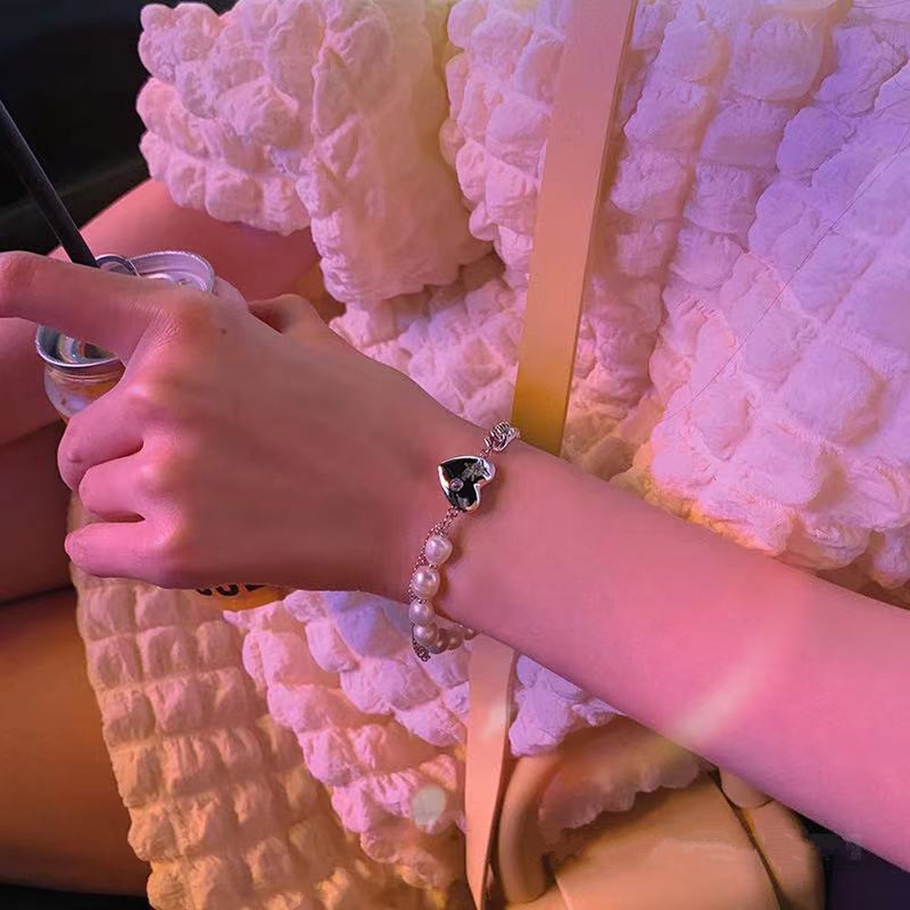 Dây chuyền choker chuỗi ngọc trai giả mặt trái tim phong cách hiphop đơn giản thời trang mùa hè dành cho nữ