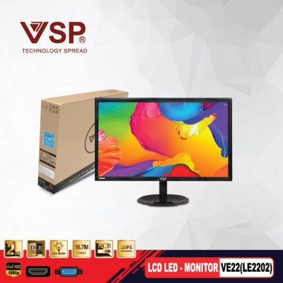 Màn hình máy tính LED 22&quot; VSP VE22 (LE2202) - kết nối VGA / HDMI (Đen) - Phụ Kiện 1986