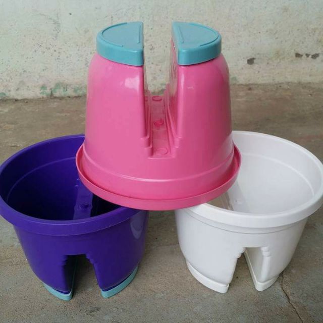 10 chậu kẹp lan can, hàng rào 16x13 cm có đĩa lót