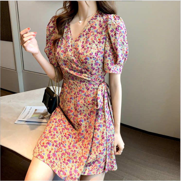 Váy nữ đẹp💗váy nữ hoa nhí thắt eo dáng ngắn trẻ trung mùa hè siêu xinh | BigBuy360 - bigbuy360.vn