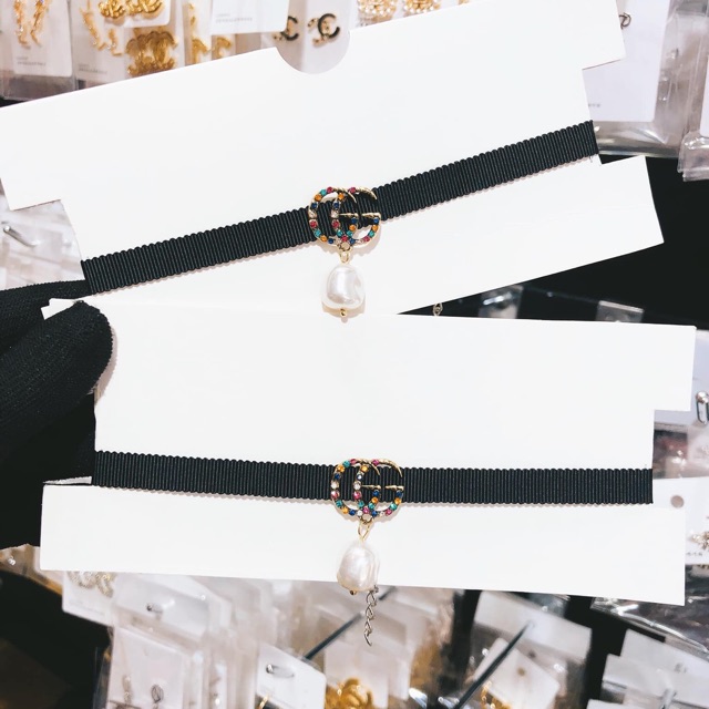Choker gucci đá màu