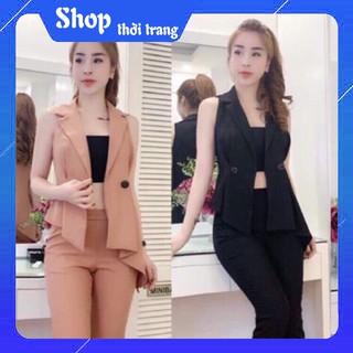 Sét bộ thiết kế cổ vest chất cao cấp