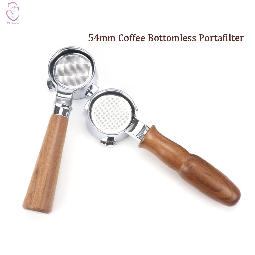 54mm Coffee Bottomless Portafilter with Filter Basket & Wooden Handle Replacement for Breville 880/870/850 Coffee Machin