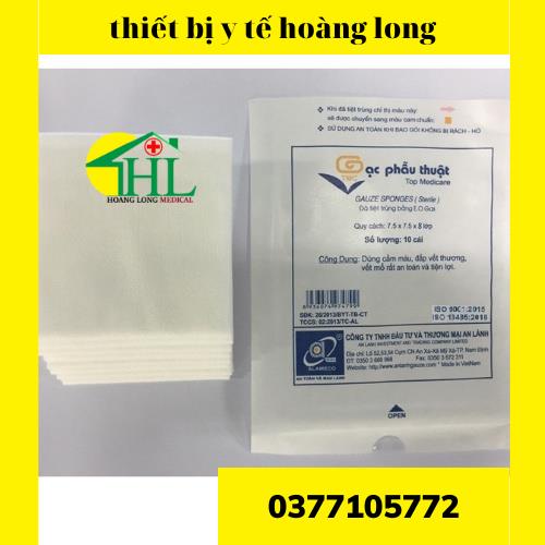 Gạc phẩu thuật tiệt trùng 10 x 10 x8 lớp AN LÀNH