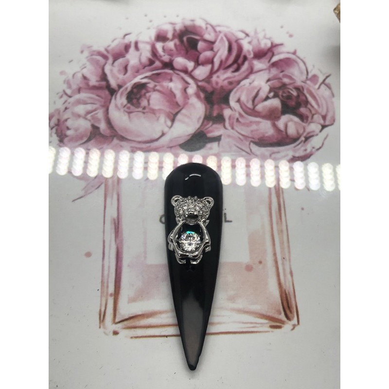 phụ kiện đá hình con gấu lò so gắn móng tay nail