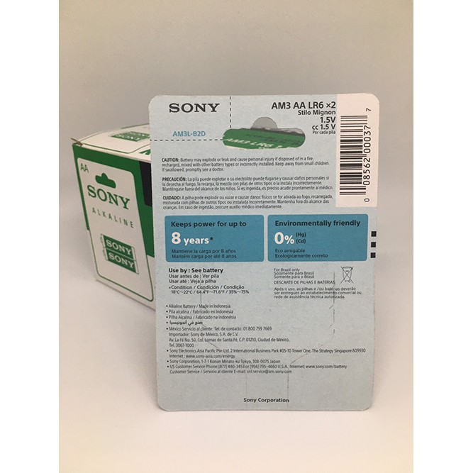 Pin Tiểu AA Sony alkaline AM-3 vỉ 2 viên chính hãng