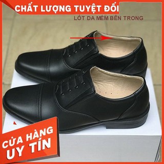 Giày Tây Nam Trung Niên Chất Da Bò Thật, Giày Da Nam Đế Khâu Tăng Chiều Cao - BẢO HÀNH 1 NĂM VỀ DA