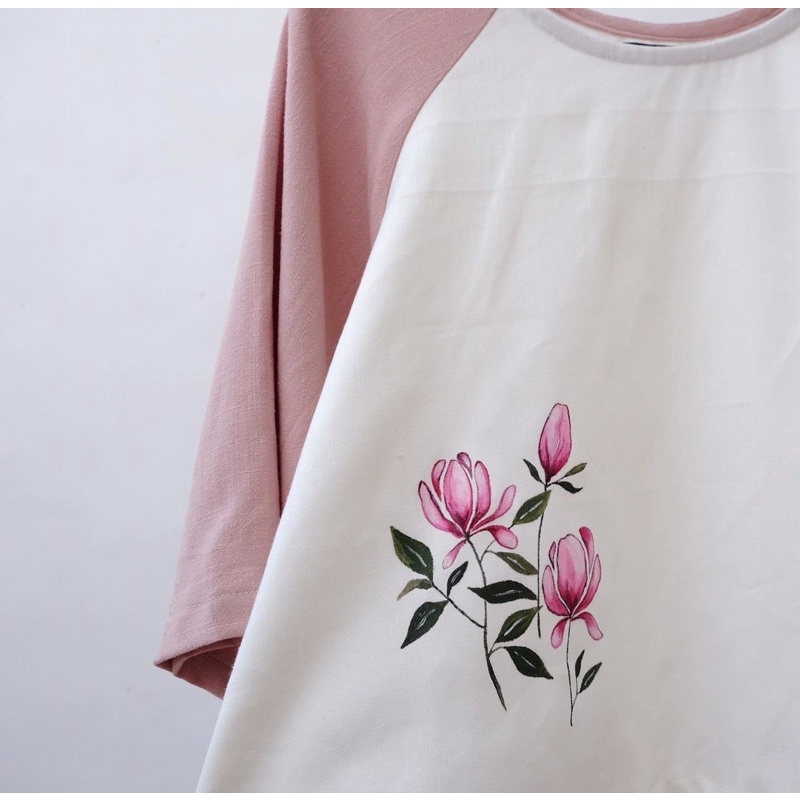 Áo tay ráp lăn phối màu dễ thương, sản phẩm vẽ tay thủ công