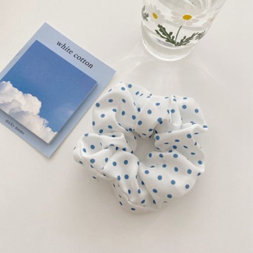 Dây buộc tóc scrunchie xanh caro phong cách thời trang Hàn Quốc