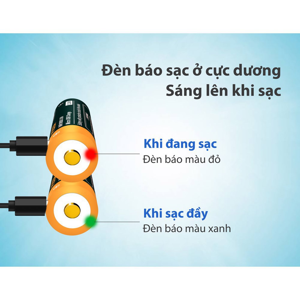 Pin sạc VAPCELL Li-ion 18650 dung lượng 3500mAH dòng xả 10A có cổng sạc USB