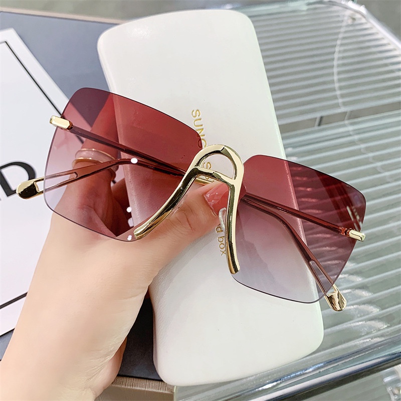 Kính Mát Oversized Không Gọng Màu Sắc gradient Phong Cách Châu Âu Cho Nữ