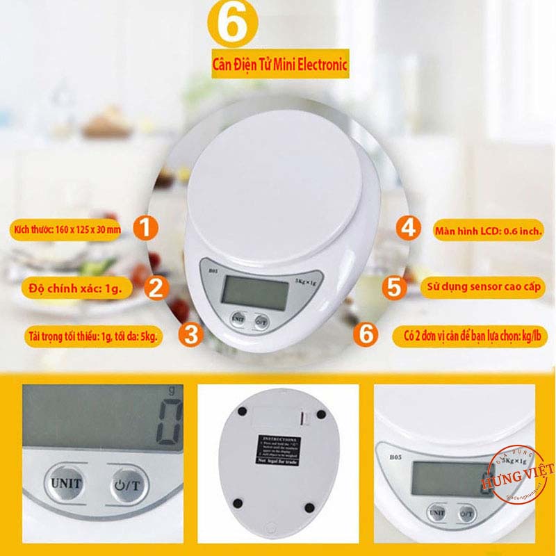 Cân Tiểu Ly 5 Kg Electronic Kitchen Scale – cân thực phẩm gia vị nhà bếp tiện dụng [CÂN TIỂU LY]