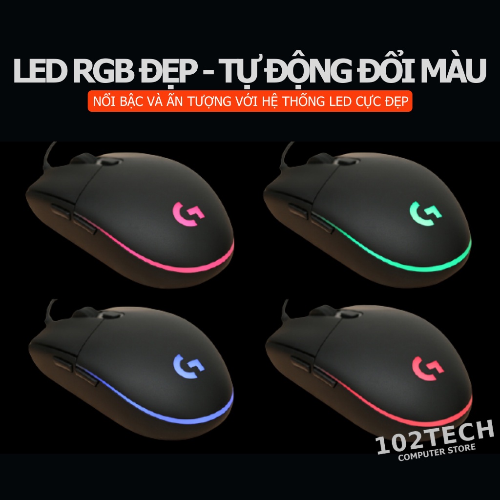 Chuột máy tính Logitech G102 có dây chuyên game thế hệ mới, led RGB đẹp, nhanh và chính xác