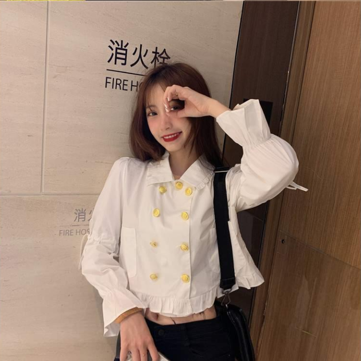 Áo Kiểu Nữ Dài Tay Cổ Chữ V Thời Trang Hàn